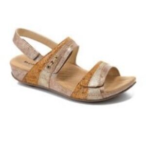 Romika Sandals Leather Metallic Beige Gold silver Size‎ 36 US 5.5 Comfort